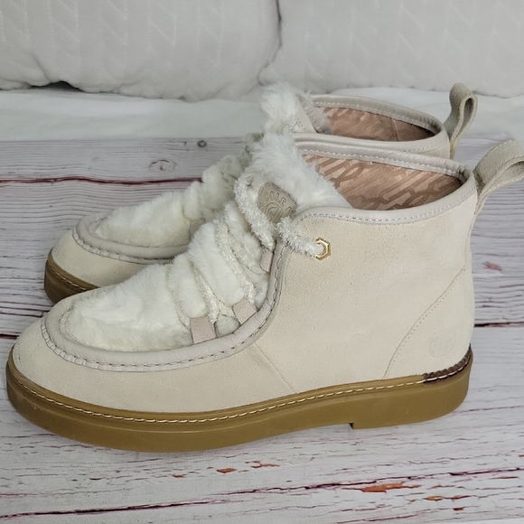 COLE HAAN Cream Cozy Fur Accents Boots Size 7.5 - Picture 3 of 7